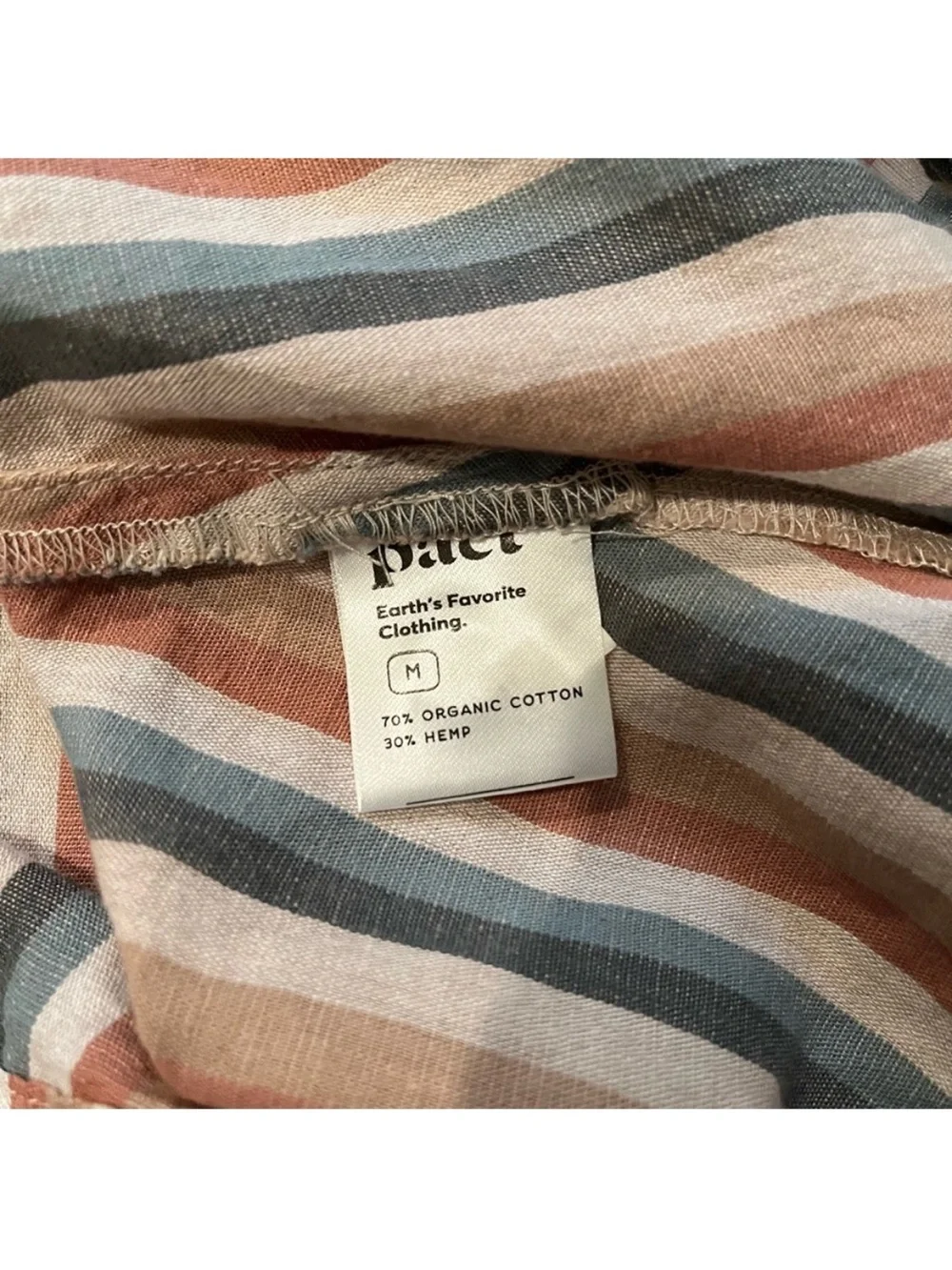 NWT Pact Stucco Vertical Stripe Harbour Midi Dress Sz M Cotton Linen Blend - Picture 12 of 12